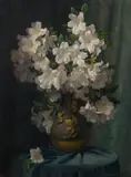 Ernest Buckmaster, Freesias, oil on canvas