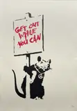 Get Out While You Can (Red) by Banksy, 2004, screenprint in colours on wove paper, ed. 70/175, sold Nov 2021