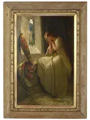 Mary Evelina Kindon, Elaine of Astolat, Lady of Shalott, oil on canvas
