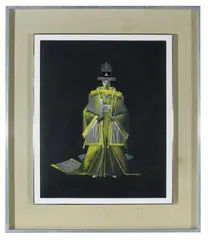 Loudon Sainthill, A Chorus Lady in Pekin, gouache and chalk on black card