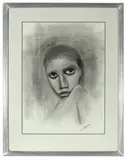 Young Boy by Robert Dickerson, charcoal on paper, sold Sep 2021