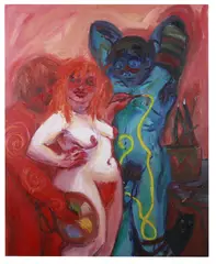 Wendy Sharpe, Circe Painting on Men, 1990, oil on canvas
