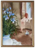 Geoffrey Proud, Nude Leaning Out Window with Flowers