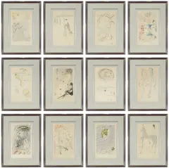 Salvador Dalí, The Complete Set of 12 etchings from "Song of Songs", 1971, etching with stencil colouring and gold gilding on Arches paper, HC ed. S 163/200