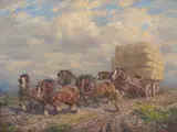 Cathleen Elizabeth Edkins, Draught Horses, 1980, oil on canvas