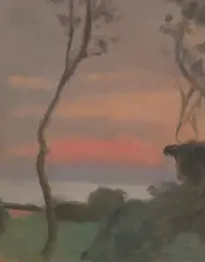 Clarice Beckett, Winter Sunset, oil on board