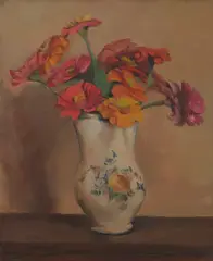 Elma Roach, Zinneas, oil on canvas