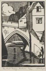 Eveline Winifred Syme, The Elvet Bridge, Durham, c.1936, wood-engraving, ed. 8/50