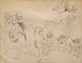Mirka Mora, Listening to Wagner, 1960, ink on paper