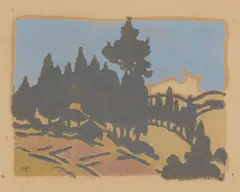 Mabel Pye, Untitled (Landscape), linocut