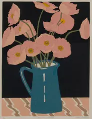 Aileen Brown, Jug of Poppies, 1986, linocut 18/50