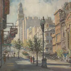 Dora L. Wilson, Collins Street, Melbourne, oil on canvasboard