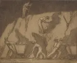 Jessie Traill, Miners at Light Yallourn, c.1923, etching
