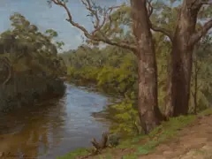 Jo Sweatman, River Landscape, oil on canvas