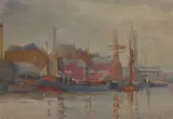 Dora Meeson, Harbour Scene, oil on board