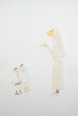 Untitled (Nun Admonishing Boys) by Vivienne Shark Lewitt, 1997, watercolour on paper, sold Oct 2021