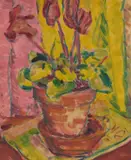 Peggy Crombie, Still Life, oil on card