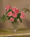 Alma Figuerola, Flowerpiece, oil on canvasboard