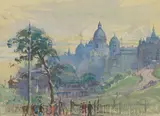 Gwen Barringer, Untitled (City Park), watercolour on paper