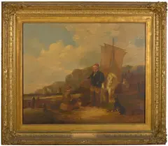 William Shayer Senior, Itinerant Fishmonger, oil on canvas