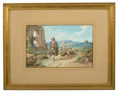 Belisario Gioja, The Swine herder, watercolour