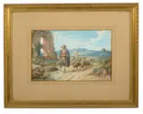 Belisario Gioja, The Swine herder, watercolour