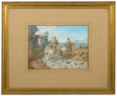 Belisario Gioja, The Ox Cart, watercolour