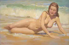 By the Wave by Max Middleton, 2004, oil on canvas, sold Aug 2021