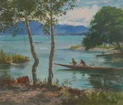 On the Island by William Dargie, oil on canvas, sold Aug 2021