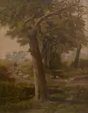 James Waltham Curtis, Drover and Sheep, 1885, oil on canvas