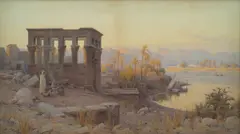 Philae by Joseph Harold Swanwick, watercolour on paper, sold Aug 2021
