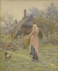 Helen Allingham, Polly, watercolour and scraping out on paper