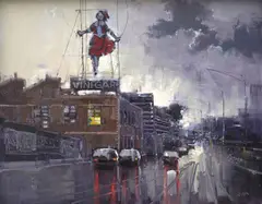 Skipping Girl Richmond by Herman Pekel, 2009, oil on board, sold Aug 2021