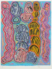 Untitled by Judy Watson Napangardi, screenprint ed. P/P, sold Jul 2021