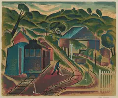 Alan Sumner, Hill Train Terminus, 1948, screenprint