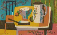 Kenneth Hood, Still Life, 1953, linocut