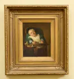 Hendrik Valkenburg, An Infant Child Asleep in a High Chair, 1873, oil on panel