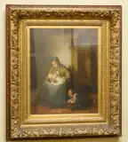 Bernard de Hoog, A Seated Mother Nursing an Infant Child, oil on canvas