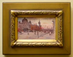 John Llewelyn Jones, Flinders Street Station, oil on board