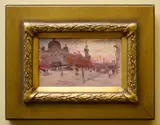 John Llewelyn Jones, Flinders Street Station, oil on board