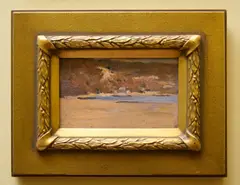 John Llewelyn Jones, A Beach Below Cliffs, oil on board
