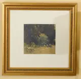 J J Hilder, Sheep Grazing by the Edge of a Wood, watercolour
