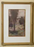 John Llewelyn Jones, A Garden Looking Toward a House, 1926, oil on canvasboard