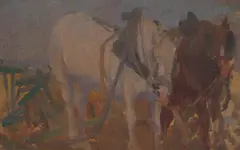 Horses by E. Phillips Fox, oil on panel, sold May 2021