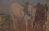 E. Phillips Fox, Horses, oil on panel