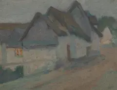 Thatched Roofs by E. Phillips Fox, oil on panel, sold May 2021