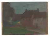E. Phillips Fox, Street Scene, oil on panel