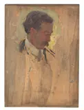 E. Phillips Fox, Portrait/ Royal Exhibition Building, oil on panel