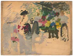 Flower Market Study by Ethel Carrick, oil on panel, sold May 2021