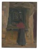 Ethel Carrick, Woman at Shop Window
